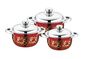 l'ensemble de vente chaud du cookware 6pcs avec la couleur rouge &amp;16/18/20cm faisant cuire le cookware du pot &amp;16cm/18cm/20cm a placé en acier inoxydable fournisseur